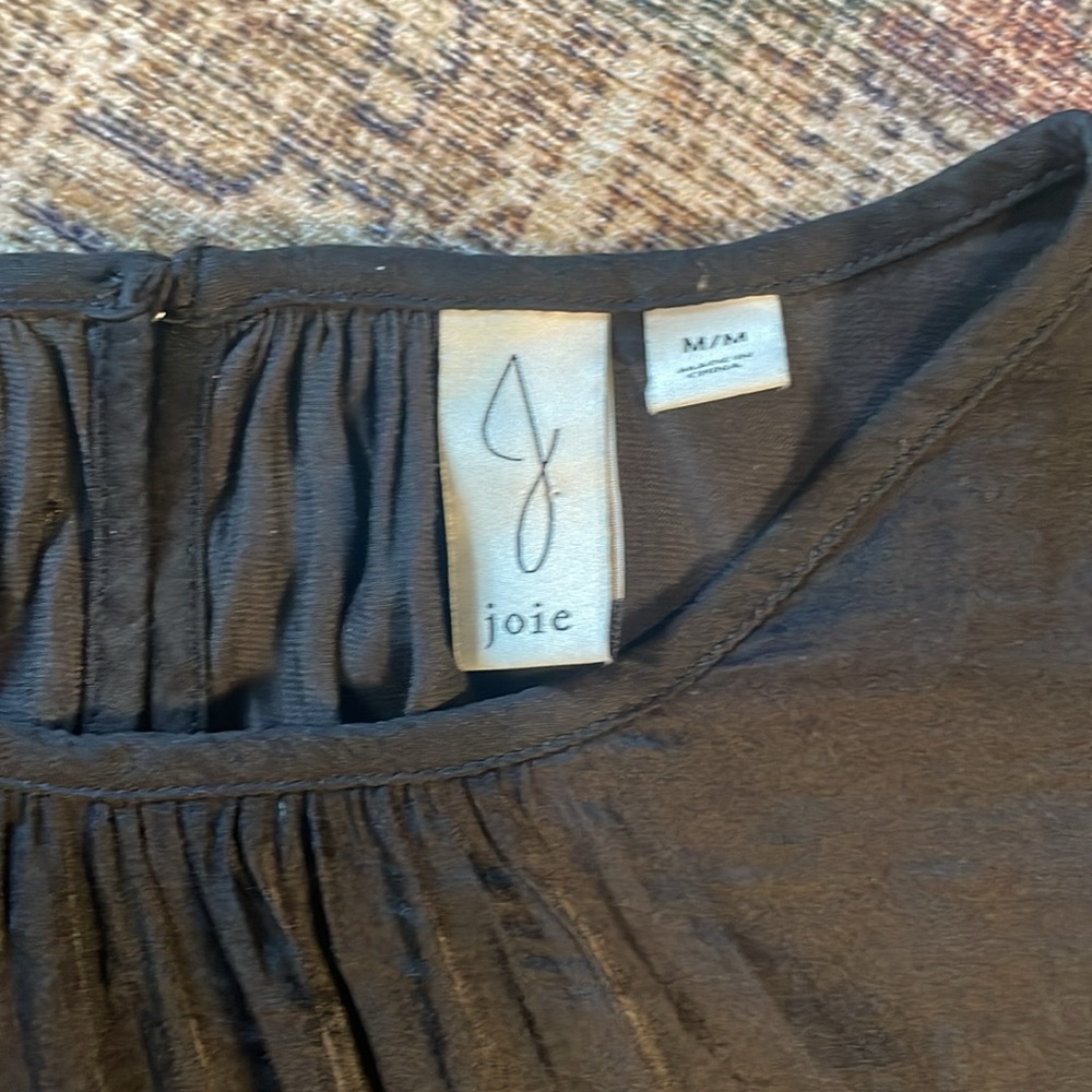 Joie Black Flutter Sleeve Blouse Top Women’s Size Medium M Silky Short Sleeve - Picture 3 of 5